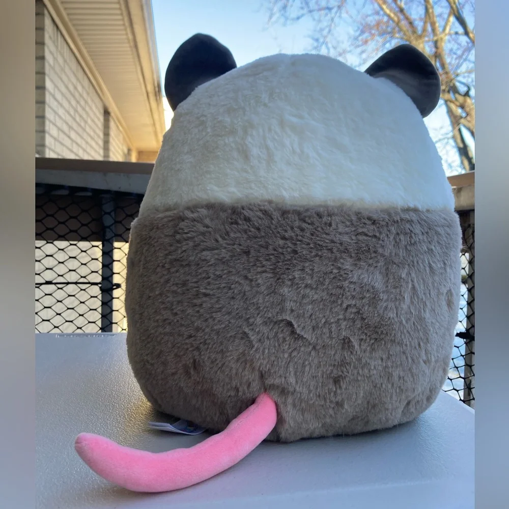 RARE Squishmallows Fuzzamallows Luanne 12" Fluffy White Grey Opossum Rat Mouse - Picture 11 of 17